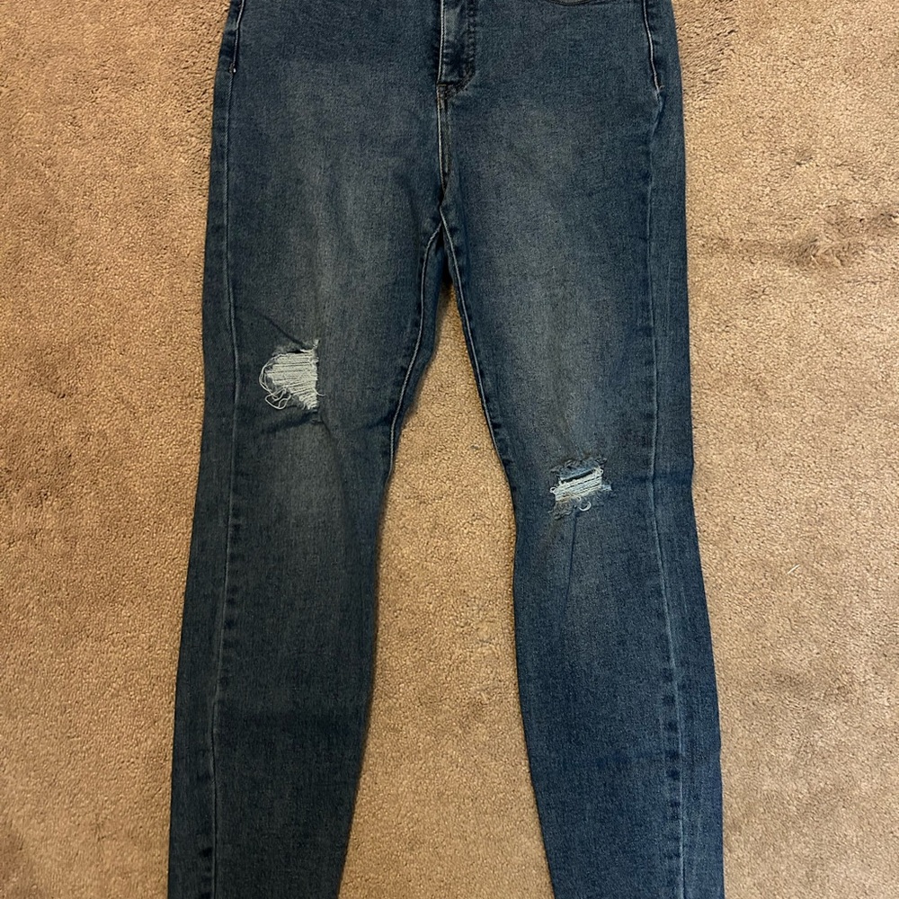 Women's Distressed Blue Jeans